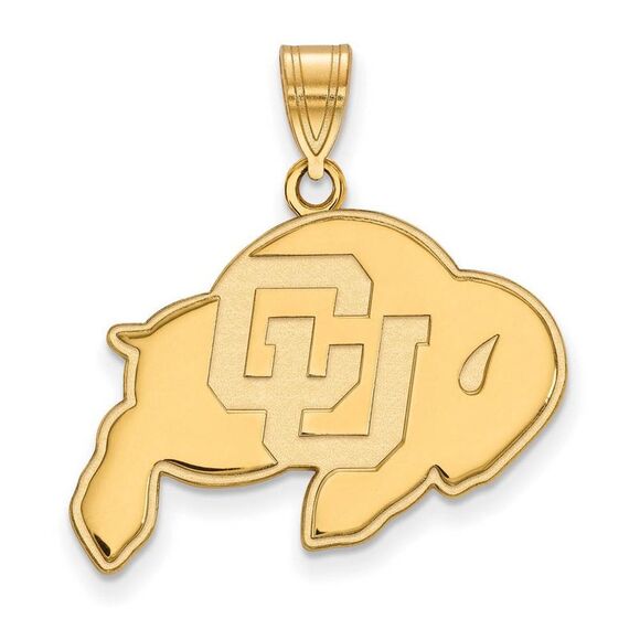 10k Yellow Gold U of Colorado Large 'CU' Mascot Pendant